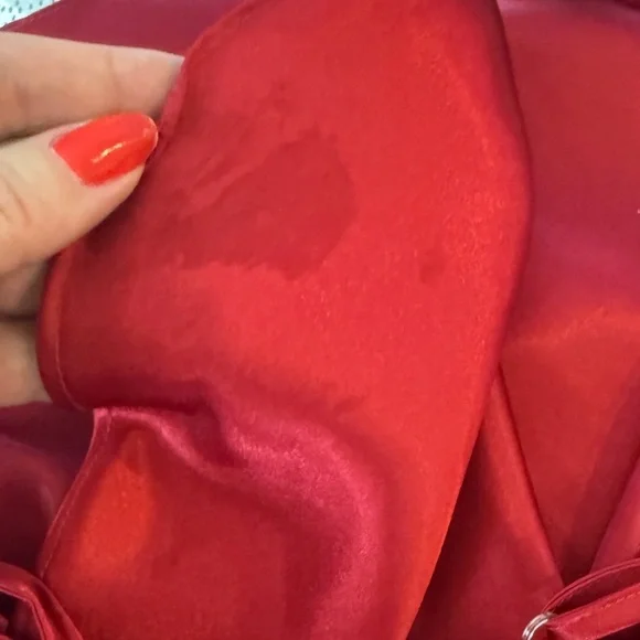 y2k Vintage Gillian O’Malley Red Slip Dress Satiny Silky Midi Cowl neck XL - Picture 7 of 9